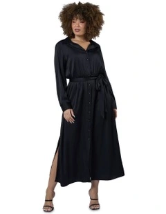 Lesley Satin Maxi Dress in Black