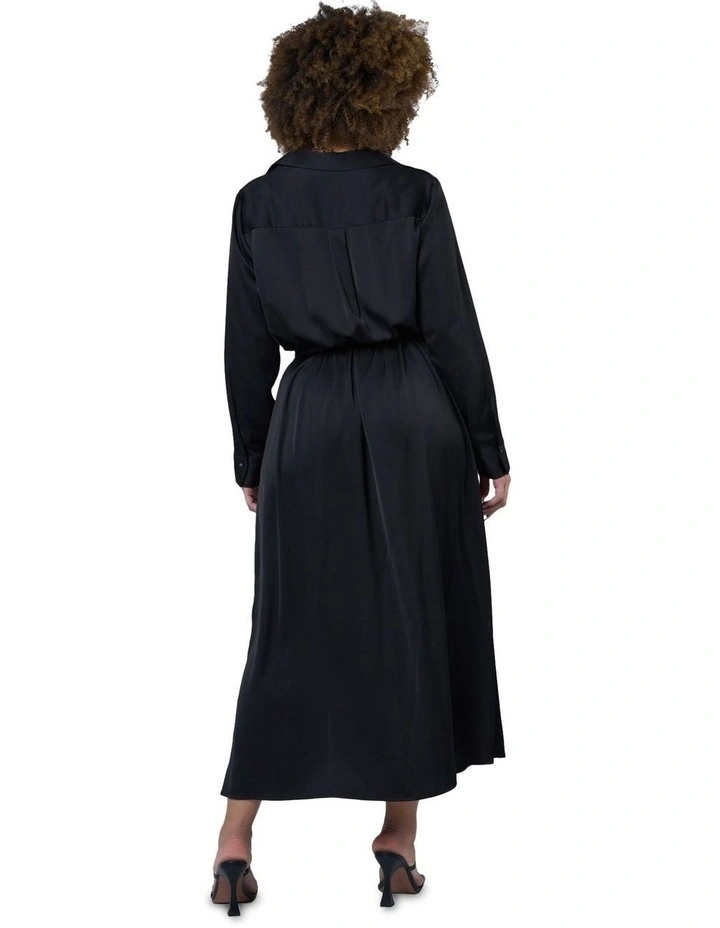 Lesley Satin Maxi Dress in Black image 2