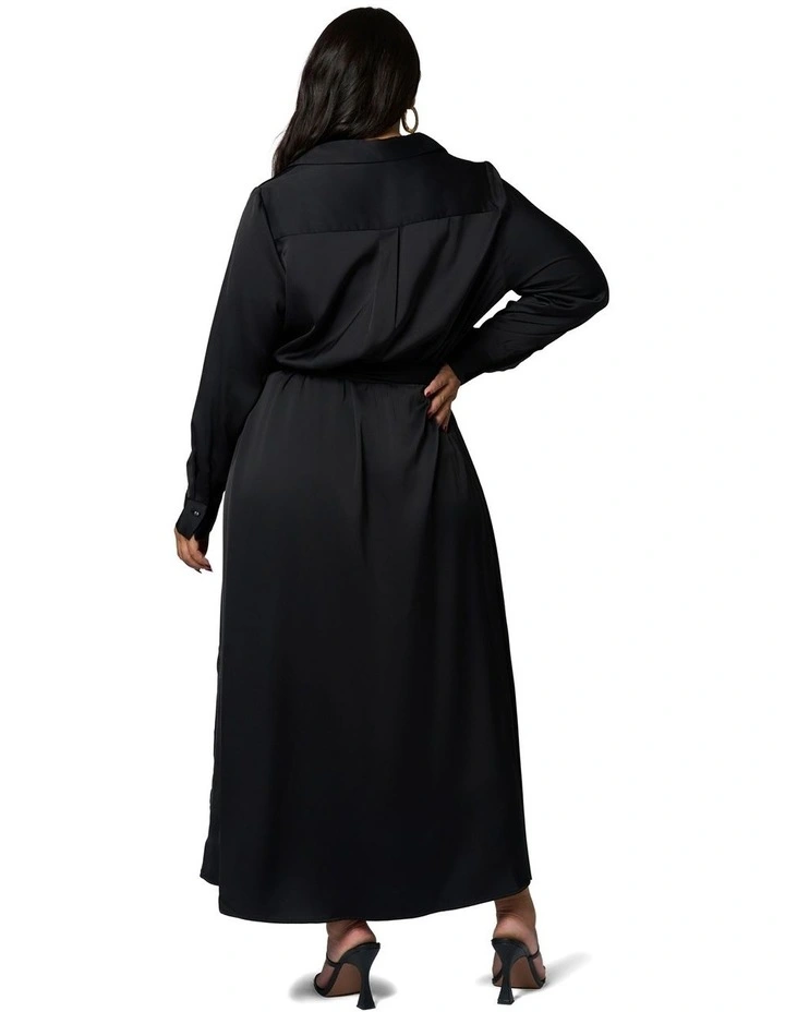 Lesley Satin Maxi Dress in Black image 2