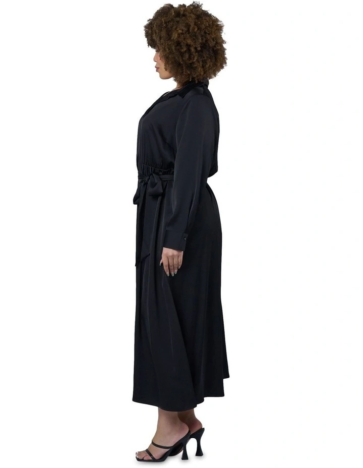 Lesley Satin Maxi Dress in Black image 3