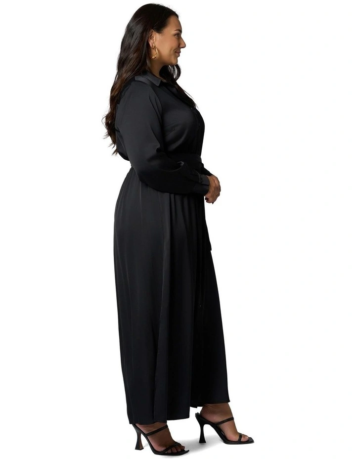 Lesley Satin Maxi Dress in Black image 3