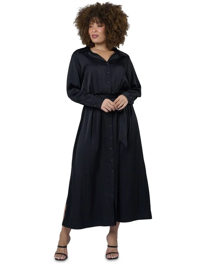 Lesley Satin Maxi Dress in Black image 4