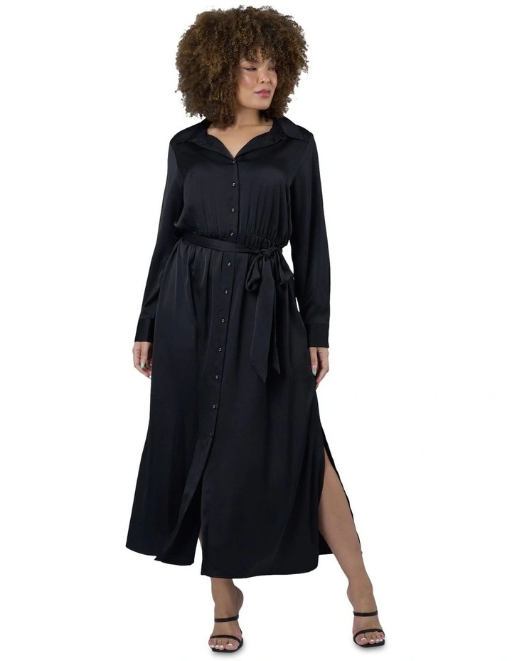 Lesley Satin Maxi Dress in Black image 5