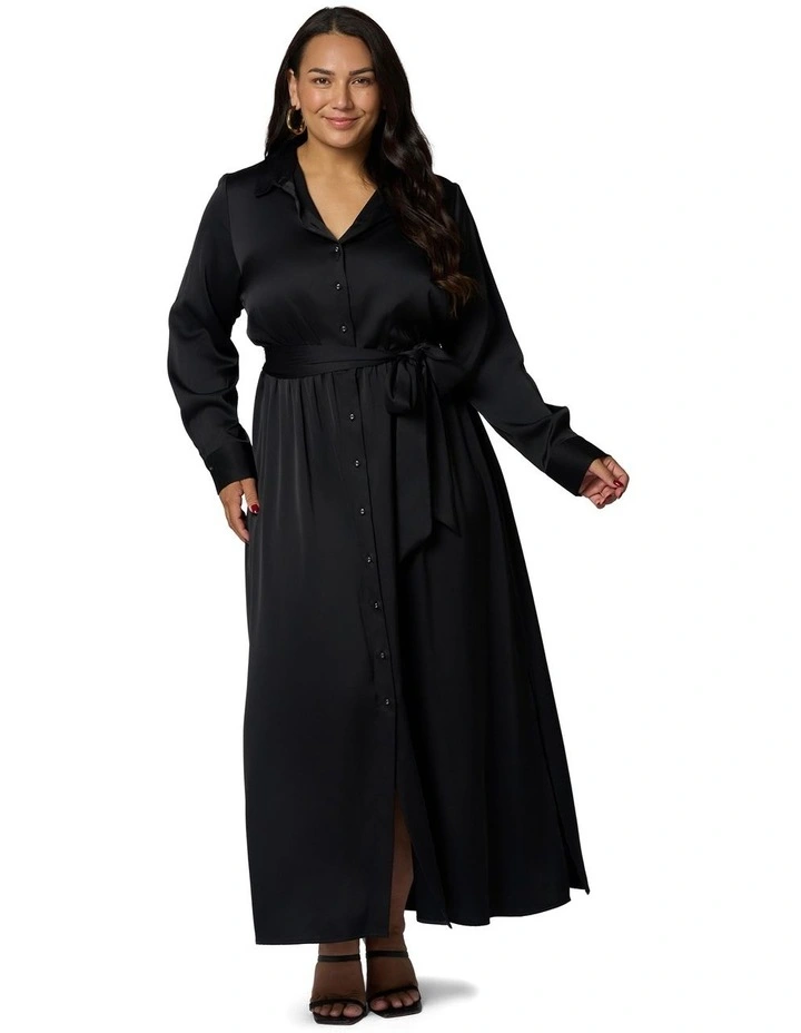 Lesley Satin Maxi Dress in Black image 5