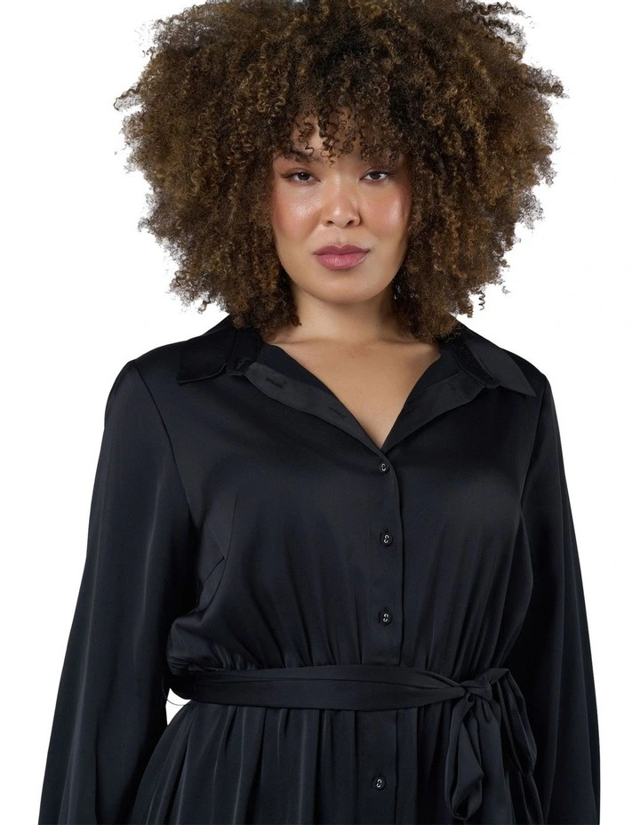 Lesley Satin Maxi Dress in Black image 6