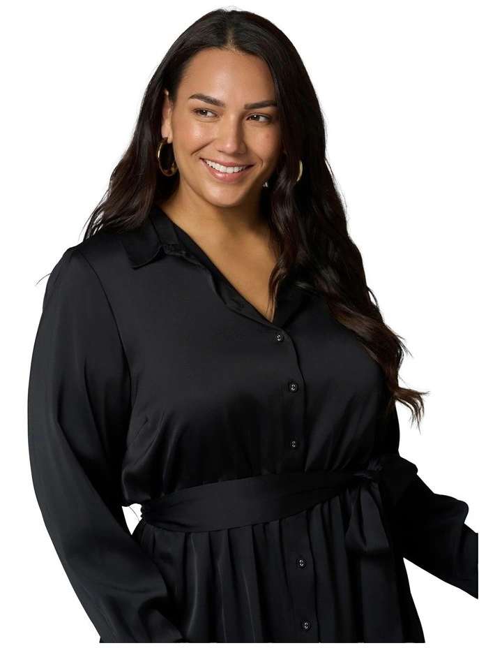 Lesley Satin Maxi Dress in Black image 6