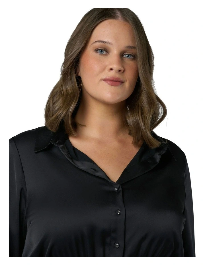Lesley Satin Maxi Dress in Black image 6