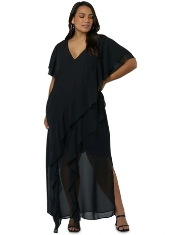 Forbidden Feline Maxi Dress in Black