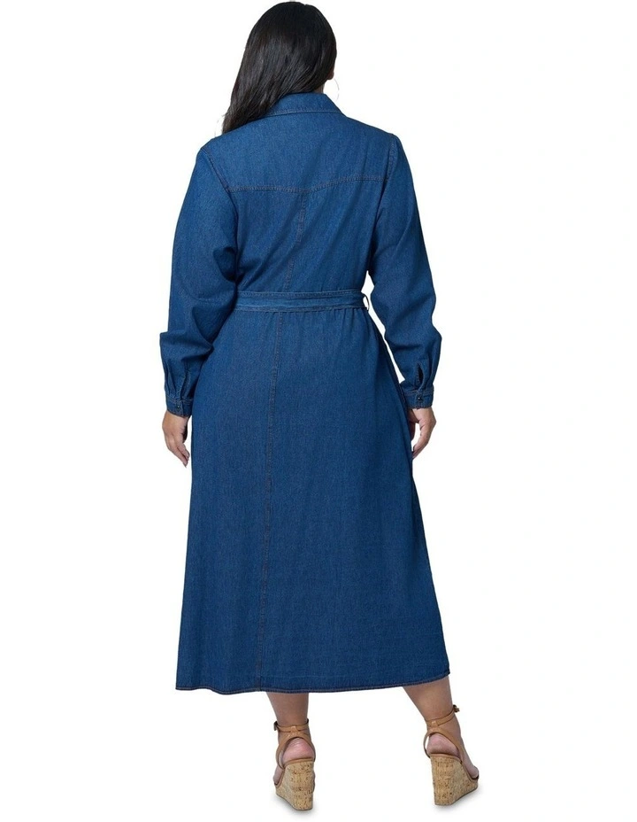Amber Chambray Shirt Dress in Denim image 2