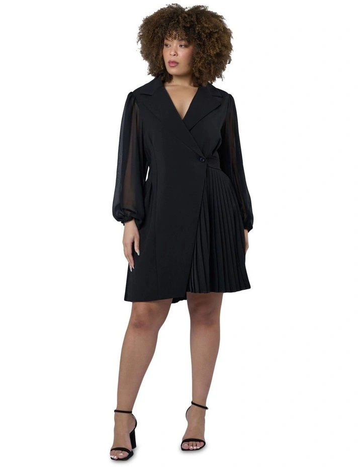 Feverish Nights Tuxedo Mini Dress in Black image 1
