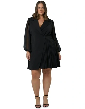 Feverish Nights Tuxedo Mini Dress in Black