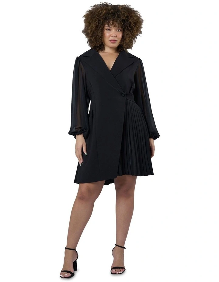 Feverish Nights Tuxedo Mini Dress in Black image 4
