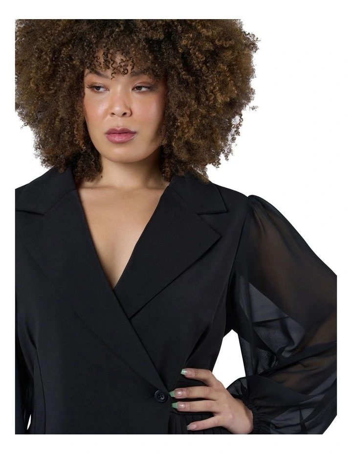 Feverish Nights Tuxedo Mini Dress in Black image 6