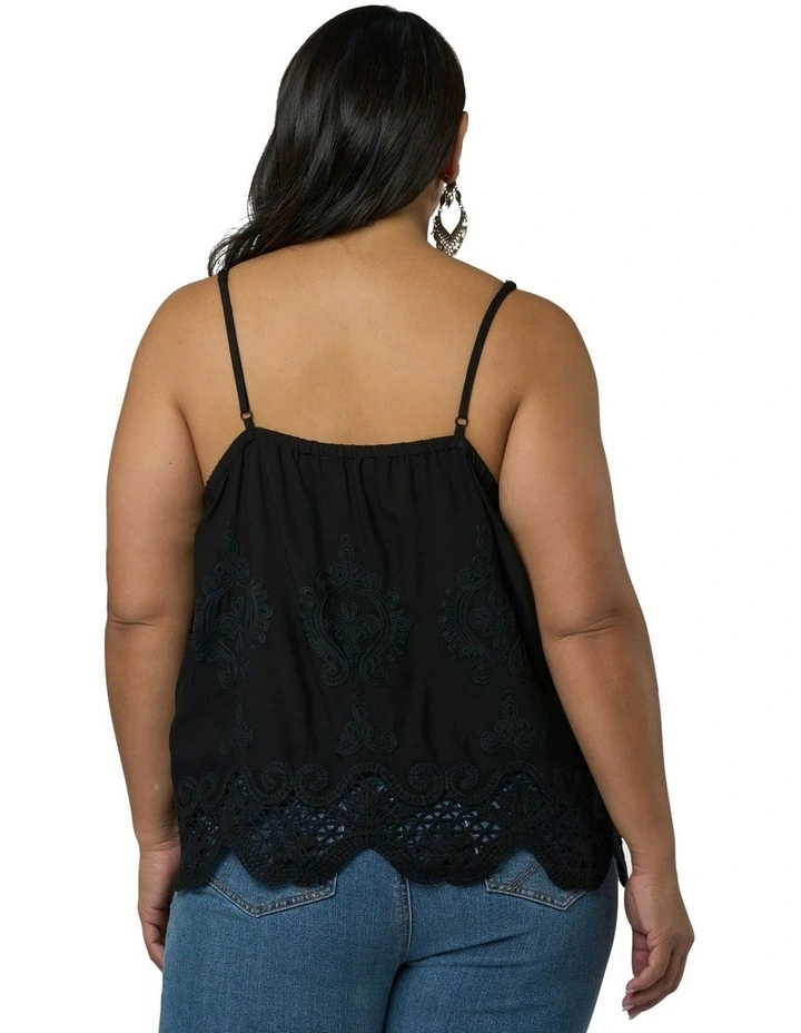 Harvest Moon Embroidered Cami Top in Black image 2