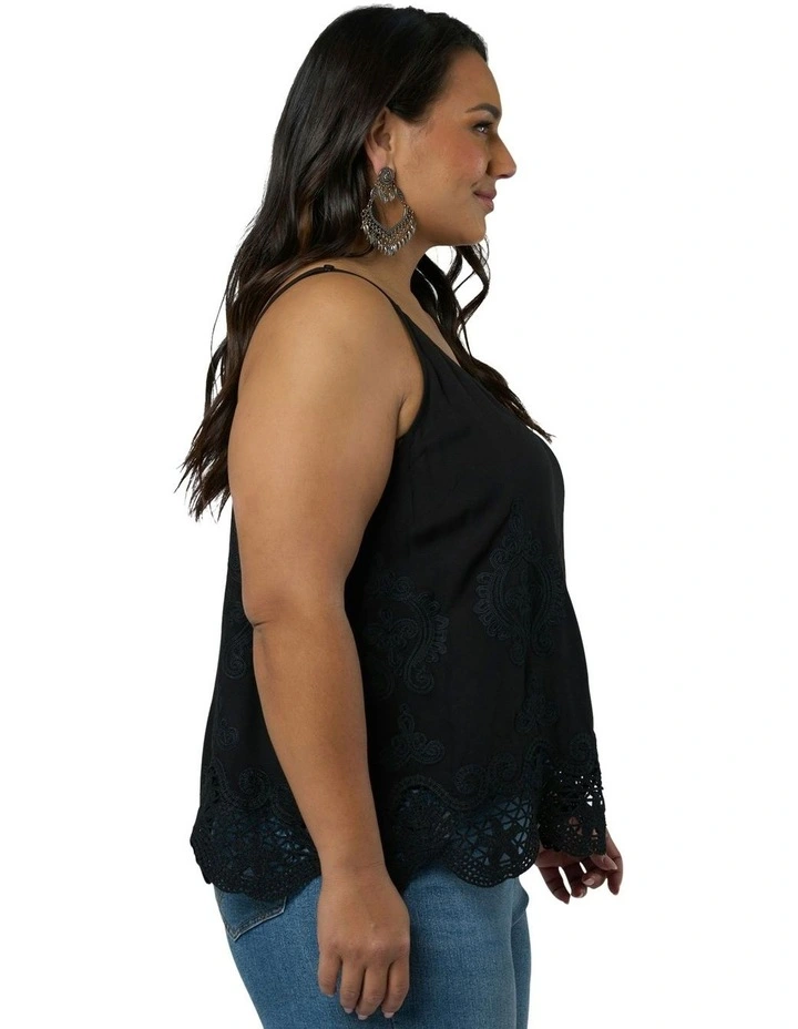 Harvest Moon Embroidered Cami Top in Black image 3