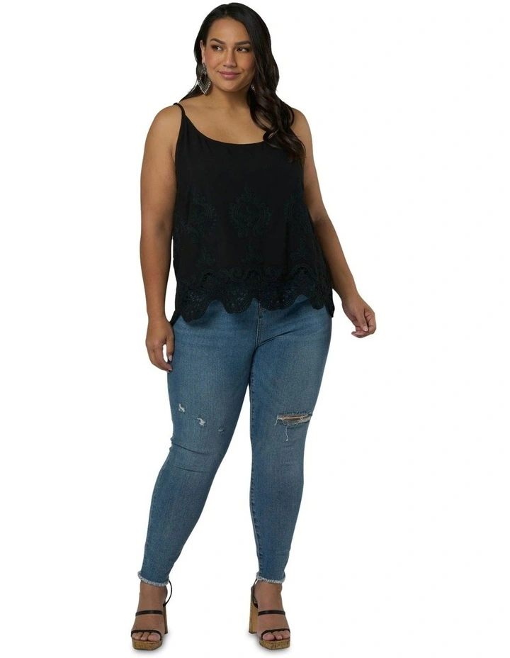 Harvest Moon Embroidered Cami Top in Black image 4