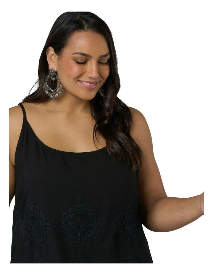 Harvest Moon Embroidered Cami Top in Black image 7