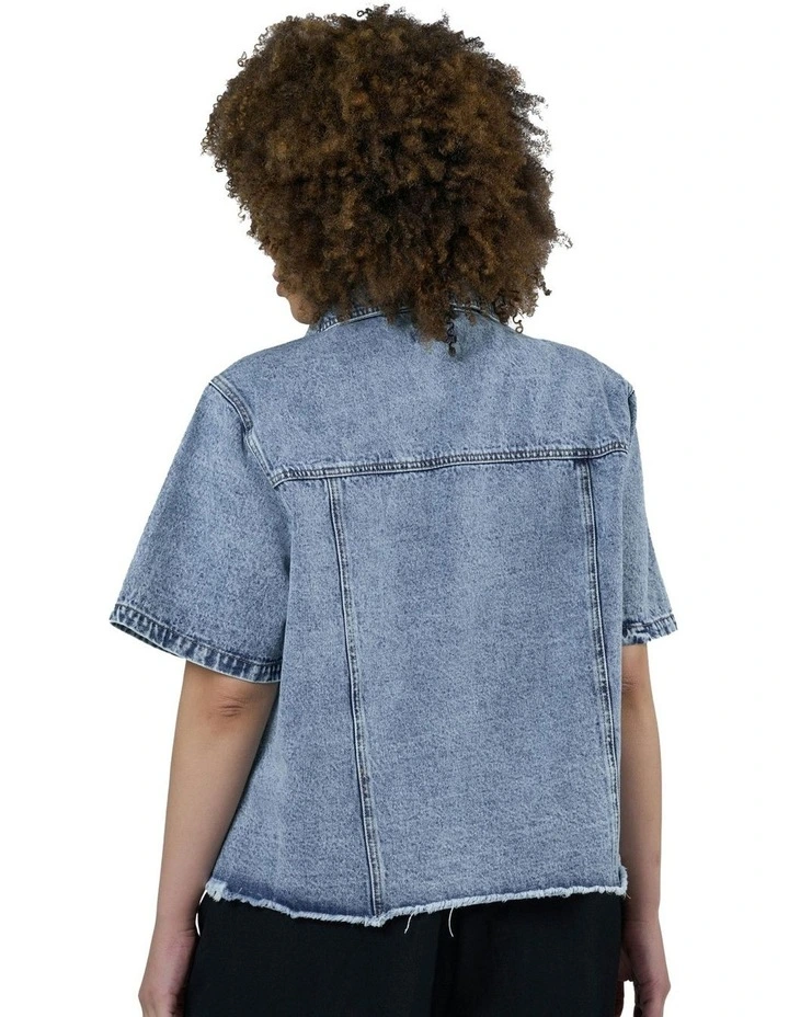 Melissa Cropped Shacket in Denim image 2