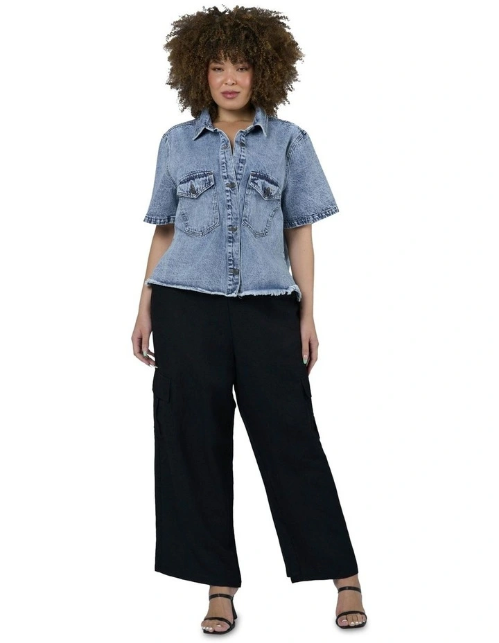 Melissa Cropped Shacket in Denim image 4