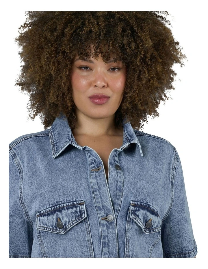Melissa Cropped Shacket in Denim image 6