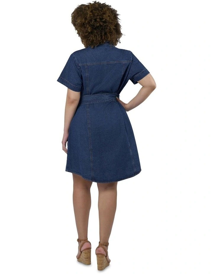 Tia Chambray Mini Shirt Dress in Blue image 2