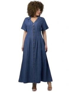 Tara Chambray Maxi Dress in Blue