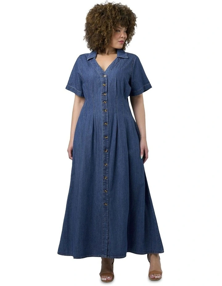 Tara Chambray Maxi Dress in Blue image 1
