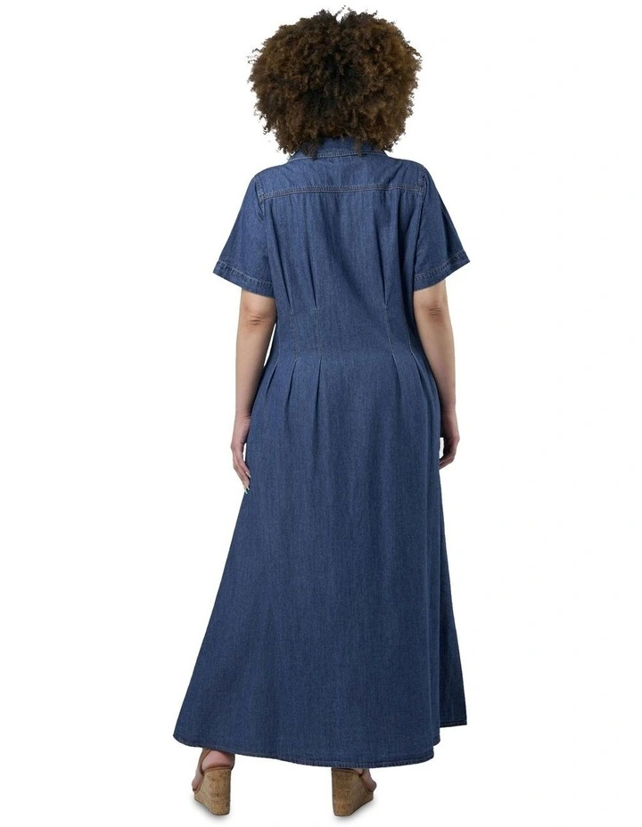 Tara Chambray Maxi Dress in Blue image 2
