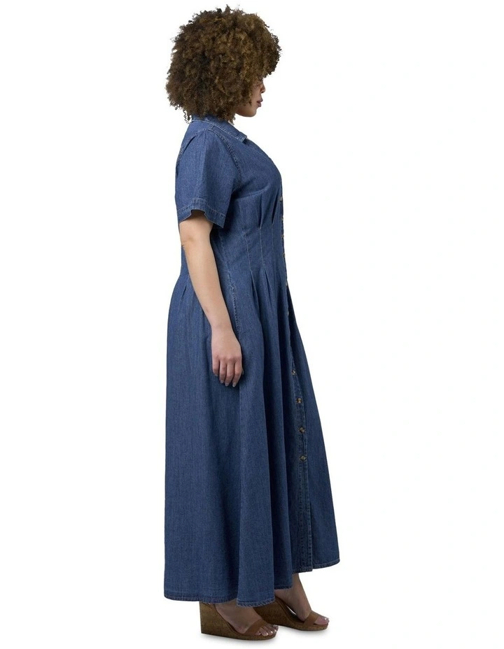 Tara Chambray Maxi Dress in Blue image 3