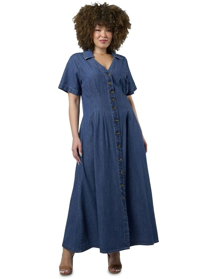 Tara Chambray Maxi Dress in Blue image 4