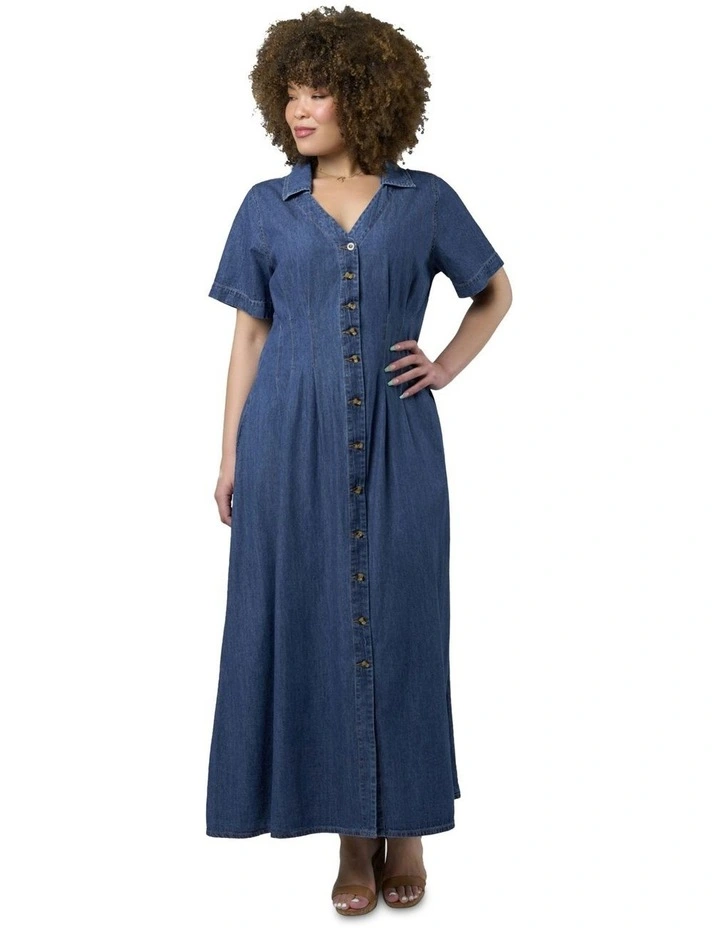 Tara Chambray Maxi Dress in Blue image 5