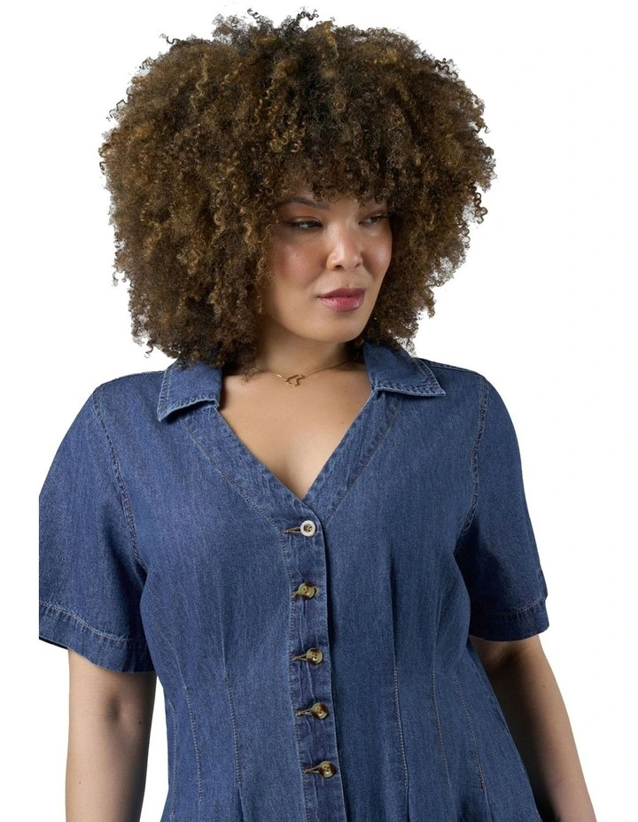 Tara Chambray Maxi Dress in Blue image 6