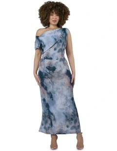 Phantom Maxi Satin Dress in Multi
