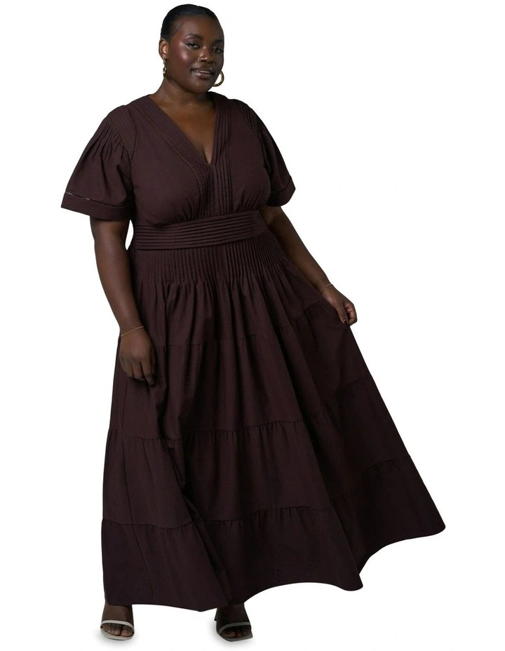 Abby Linen Maxi Dress in Brown image 1