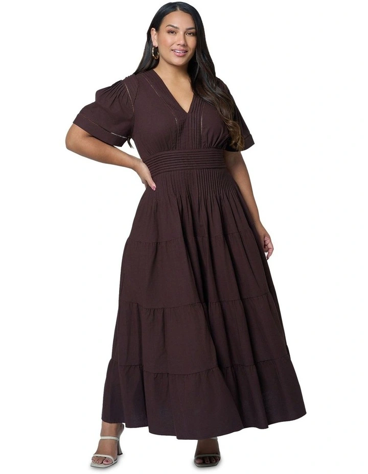 Abby Linen Maxi Dress in Brown image 4