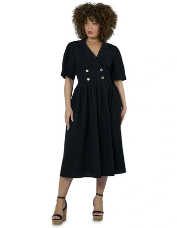 Alma Midi Shirt Dress in Black