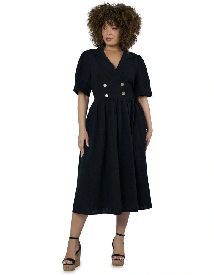 Alma Midi Shirt Dress in Black image 1