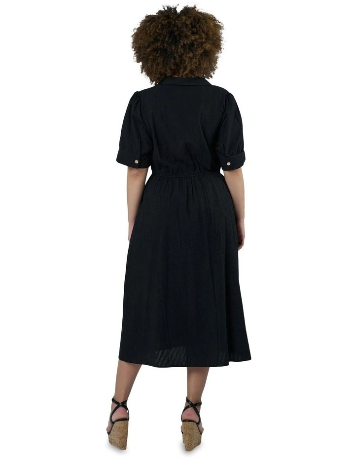 Alma Midi Shirt Dress in Black image 2