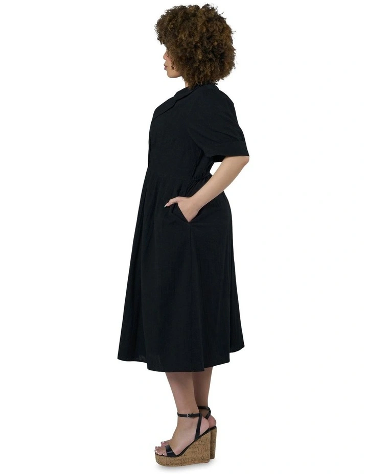 Alma Midi Shirt Dress in Black image 3