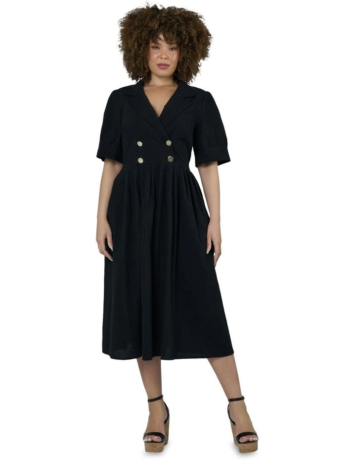 Alma Midi Shirt Dress in Black image 4