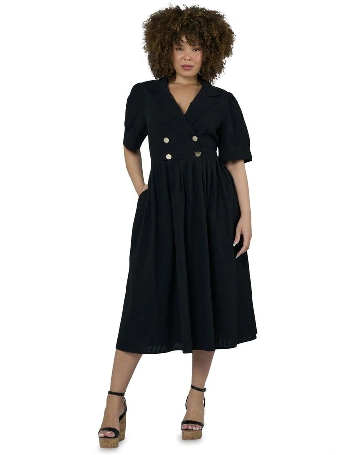 Alma Midi Shirt Dress in Black image 5