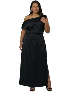 Magnetic Satin Maxi Dress in Black