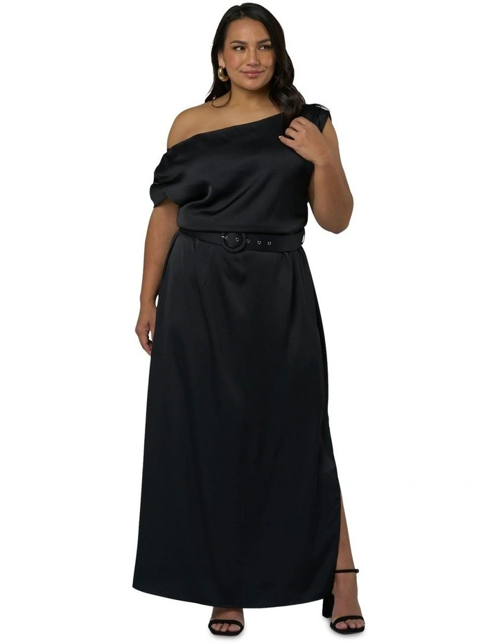 Magnetic Satin Maxi Dress in Black image 1