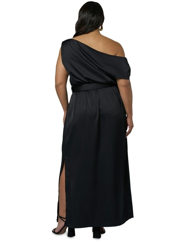 Magnetic Satin Maxi Dress in Black image 2