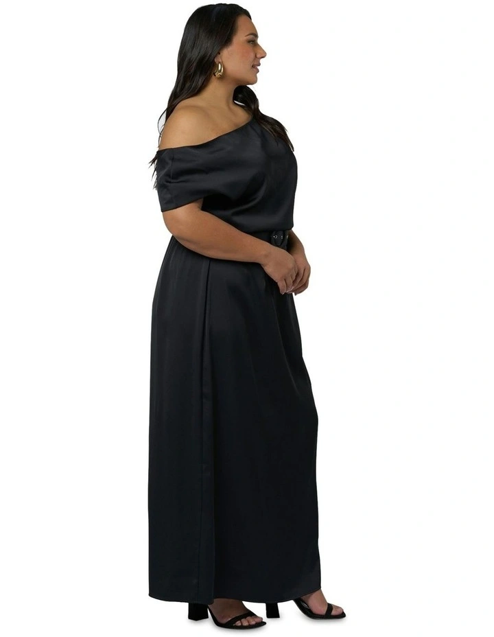 Magnetic Satin Maxi Dress in Black image 3
