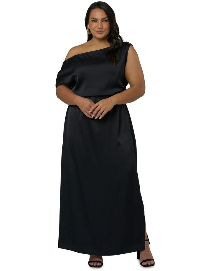 Magnetic Satin Maxi Dress in Black image 4