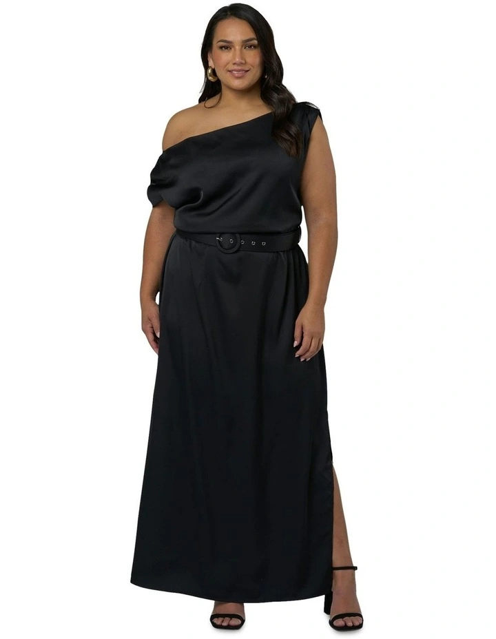 Magnetic Satin Maxi Dress in Black image 5