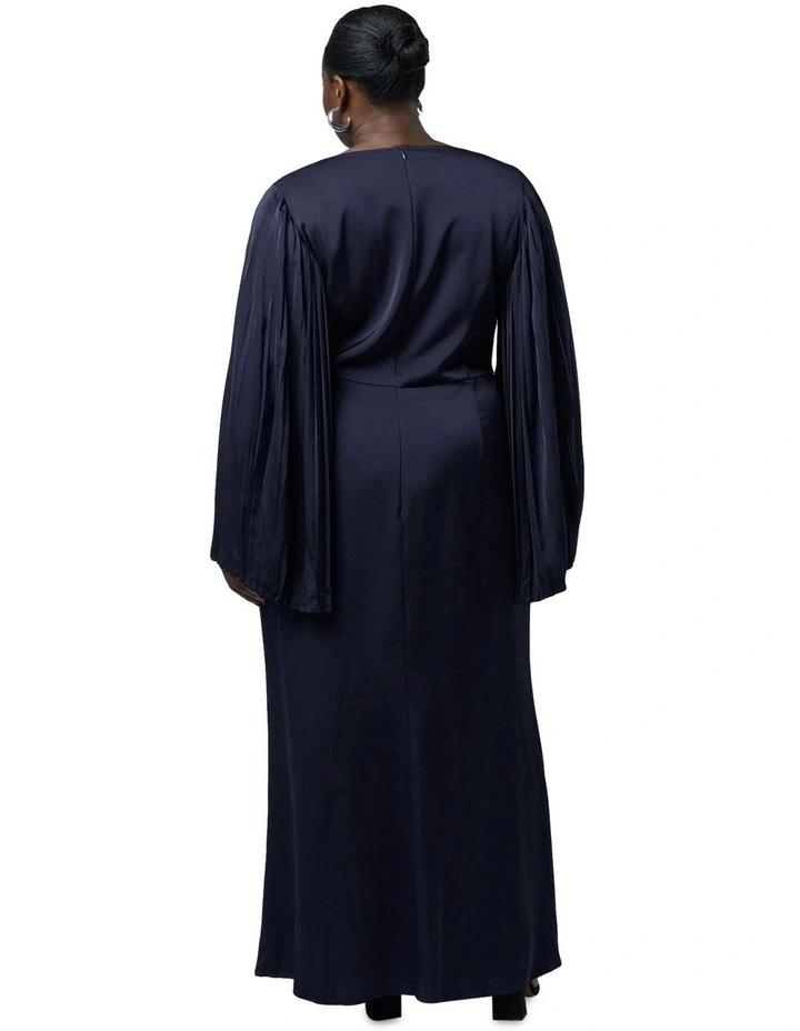 Sultry Satin Cape Dress in Blue image 2