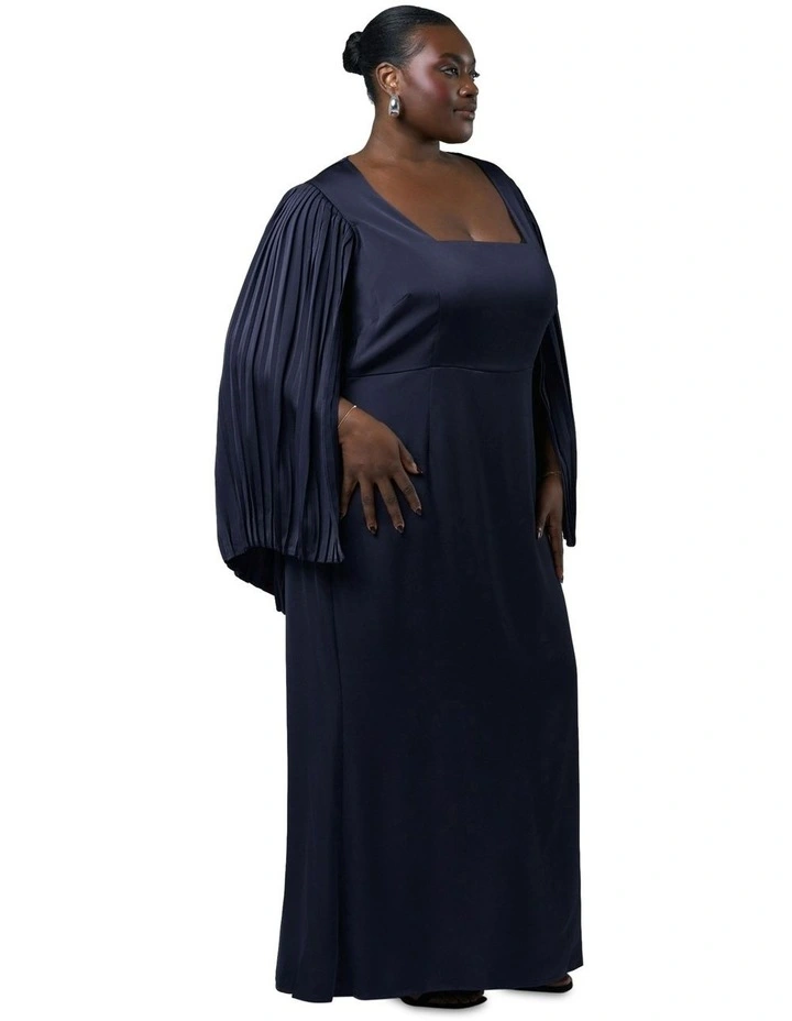 Sultry Satin Cape Dress in Blue image 3