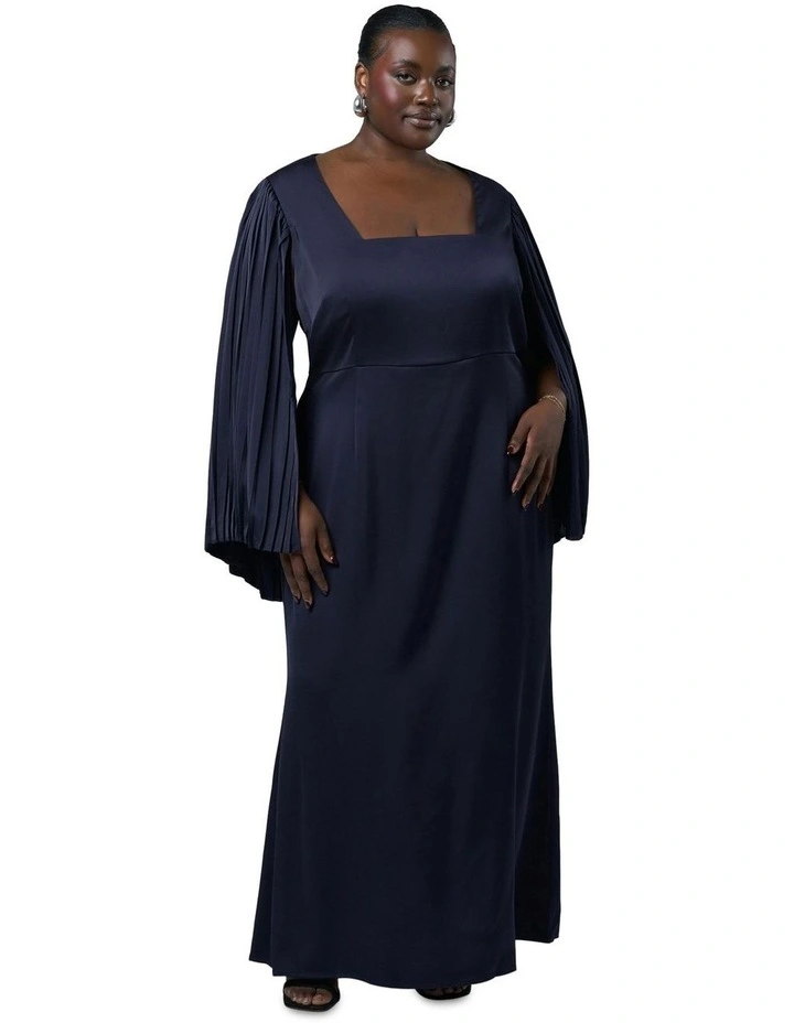 Sultry Satin Cape Dress in Blue image 4